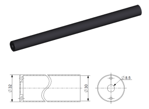 Tub protectie pentru tija de 14 mm, cursa 400 mm, otel