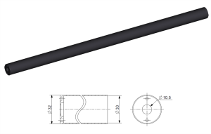 Protection tube for 14 mm rod, stroke 900 mm, steel