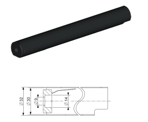 Tub blocare pentru tija de 14 mm, cursa 500 mm, otel