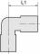 Fiting L de legatura, tub Ø6mm, 100bar, inox 1.4571