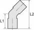 Cupla L 45° push-in cu filet conic exterior etansat cu PTFE, seria standard